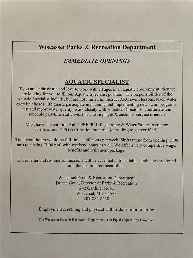 Aquatics Specialist