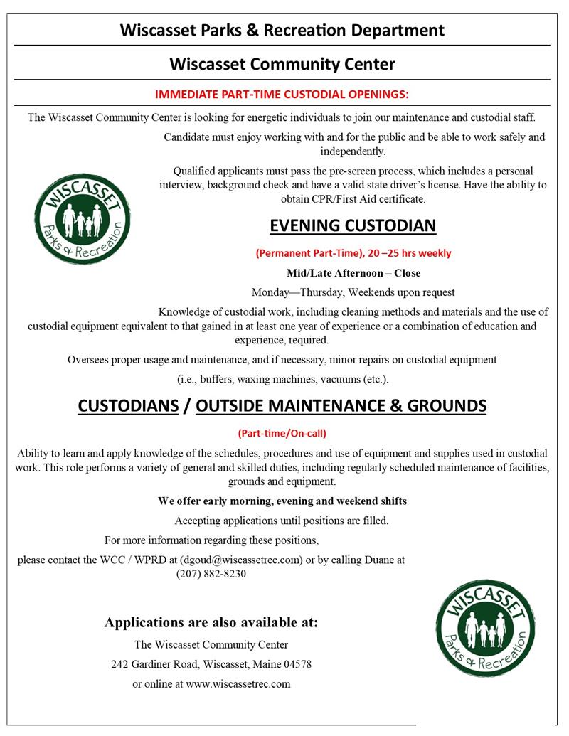 Custodial & Maintenance Positions